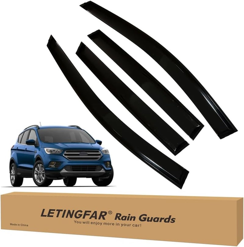 LETINGFAR حراس المطر اللاصقة لسيارة فورد إيسكيب 2013-2019، ملحقات إيسكيب 2013-2019، واقيات النوافذ الجانبية - Image 1